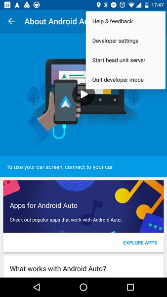 Android Auto Developer Settings